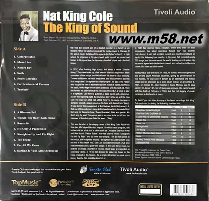 THE KING OF SOUND 王者之聲 180g 33RPM LP 黑膠專輯背面圖片