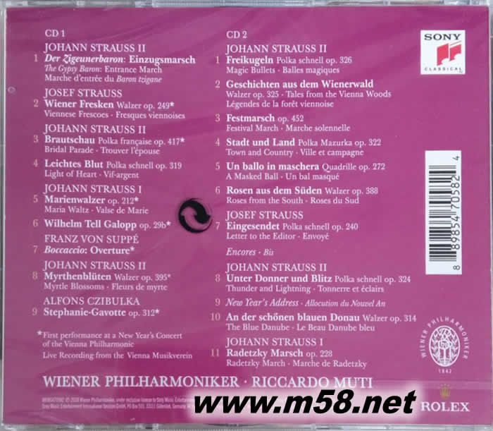 2018維也納新年音樂會NEW YEAR S CONCERT 2018 WITH RICCARDO CD 歐版專輯背面圖片
