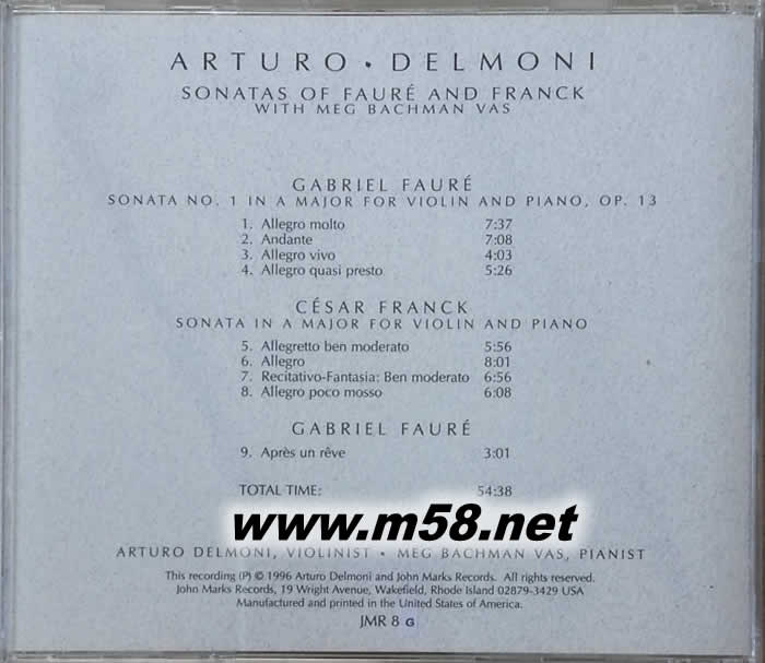 SONATAS OF FAURE AND FRANCK(母親的油畫) 24K金碟版專輯背面圖片