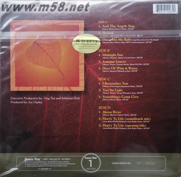 擇仙花 秋葉JACINTHA/AUTUMN LEAVES(秋葉)180g 45RPM LP 頭版黑膠專輯背面圖片