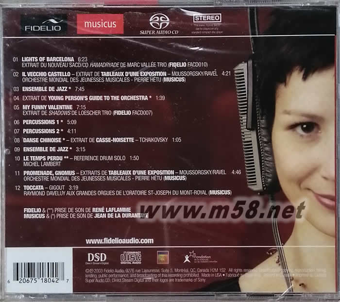 試音大師 2003 DISQUE OFFICIEL DU FESTIVAL 2003年加拿大音響唱片大展指定SACD測試片 SACD專輯背面圖片