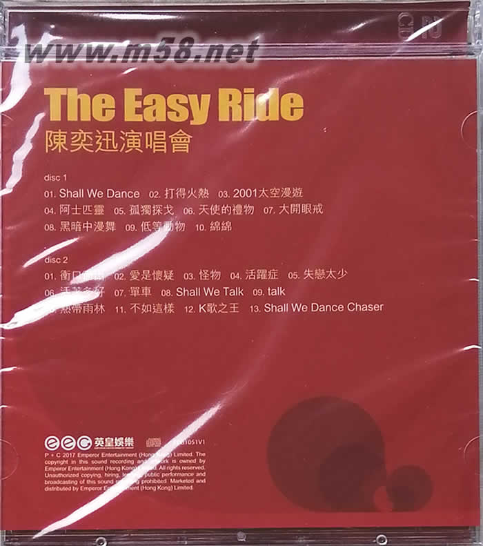 THE EASY RIDE LIVE 2 CD 紅色封面 2018 簡版專輯背面圖片