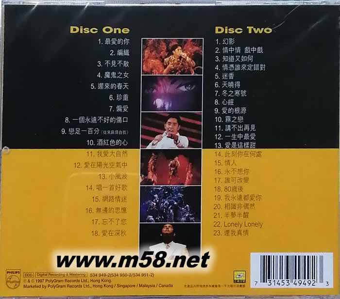 97金曲回歸演唱會CD(2016再版)專輯背面圖片