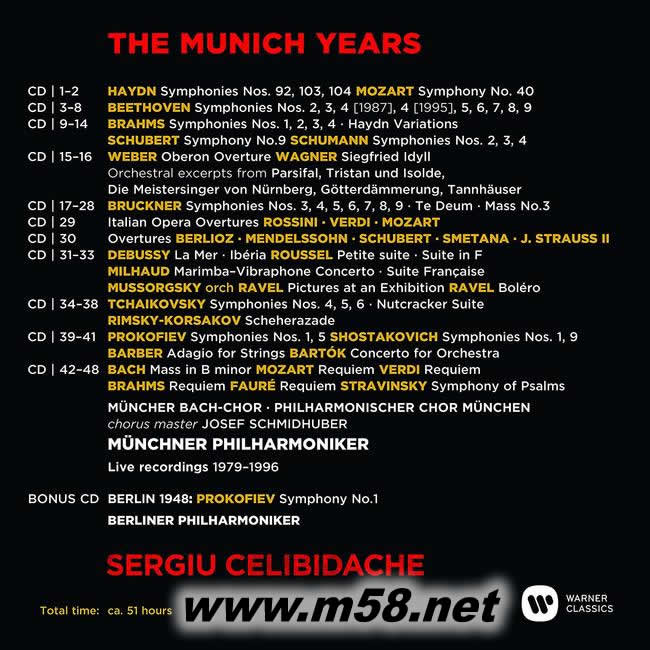 The Munich Years Sergiu Celibidache切利比達克 - 慕尼黑歲月 49CD套裝專輯背面圖片