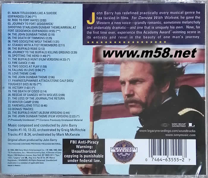 DANCES WITH WOLVES與狼共舞原聲碟專輯背面圖片