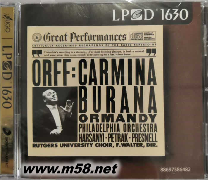 沃爾夫:布蘭詩歌 CARMINA ORFF CARL LPCD1630 報紙版專輯正面圖片