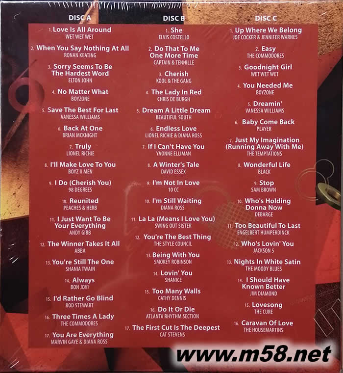 寶麗金50周年(英文金曲集) 至愛篇50首 With Love From… PolyGram 50th Anniversary 3CD套裝專輯背面圖片