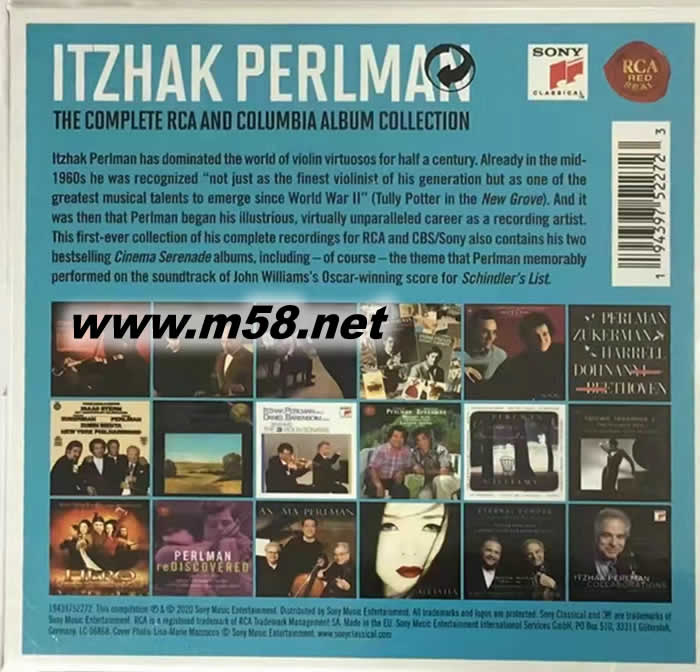 帕爾曼 譚盾 RCA&哥倫比亞錄音作品 THE COMPLETE RCA AND COILUMBIA ALBUM COLLECTION 18CD套裝專輯背面圖片