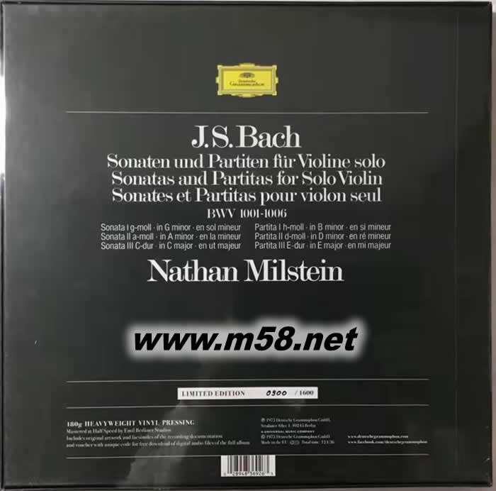 Bach: 180g 33RPM LP 三黑膠專輯背面圖片