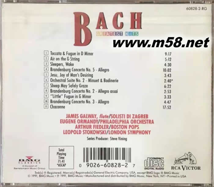 BACH GREATEST HITS 巴赫精選專輯背面圖片