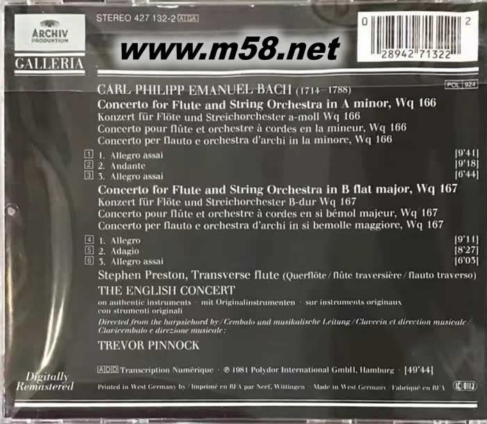 BACH 2 FLUTE CONCERTOS專輯背面圖片