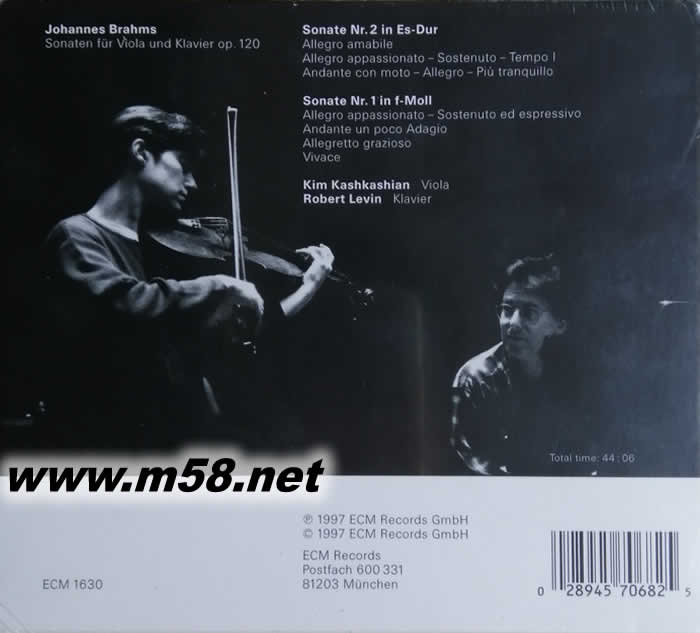 布拉姆斯:中提琴與鋼琴二重奏 SONATEN FUR VIOLA UND KLAVIER專輯背面圖片