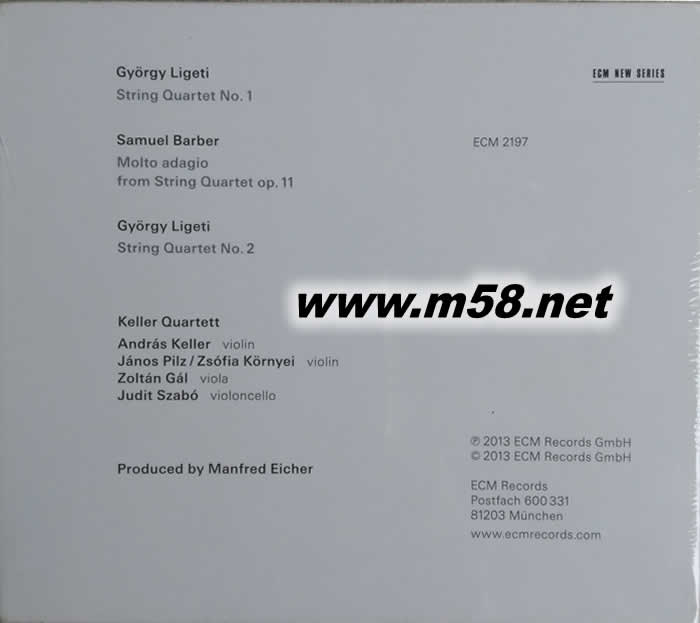 凱勒四重奏 現(xiàn)代之聲 KELLER QUARTETT BARBER ADAGIO LIGETI STRING QUARTETS 小提琴與大提琴專輯背面圖片