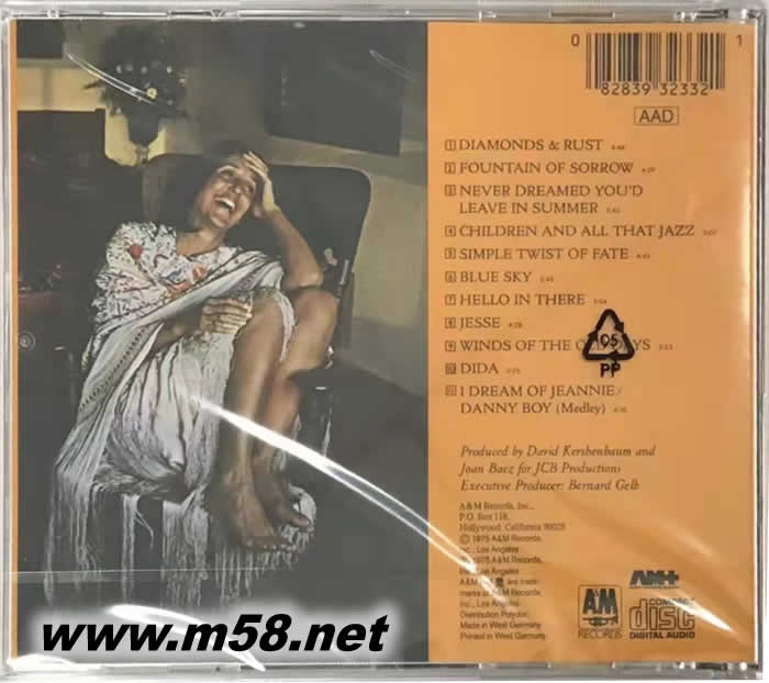 民謠 DIAMONDS&RUST 鉆石的璀璨 CD專輯背面圖片