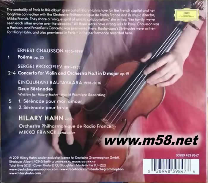 Paris 巴黎之旅小提琴協(xié)奏曲專輯背面圖片