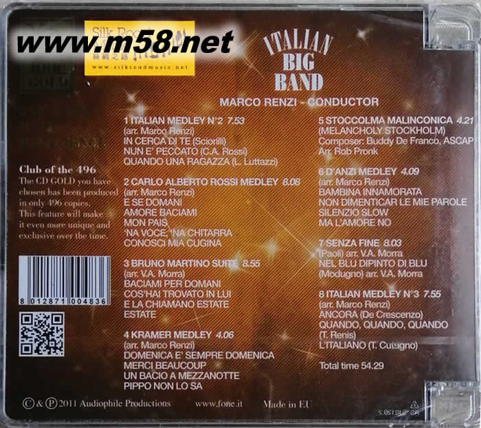 意大利大樂隊Italian Big Band 限量24K金碟版專輯背面圖片