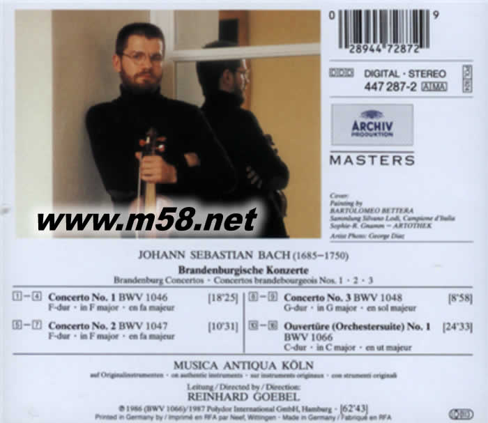 Reinhard Goebel - Bach: Brandenburg Concertos No. 1-3雷恩哈德·戈貝爾 - 巴赫:No. 1-3勃蘭登堡協(xié)奏曲 C專輯背面圖片