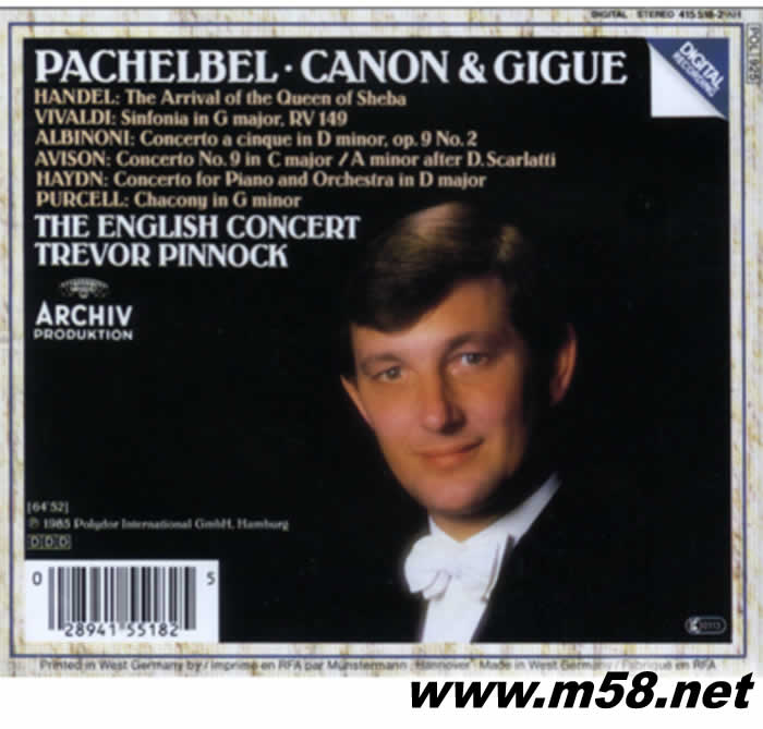 帕坎貝爾:卡農(nóng)與吉格CANON & GIGUE-PACHELBEL(古典愛(ài)好者必備)專輯背面圖片