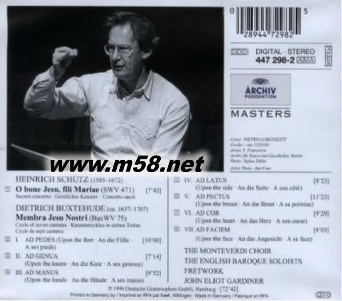 John Eliot Gardiner 布克斯特胡德:我們耶穌的身體Buxtehude:Membra Jesu Nostri專輯背面圖片