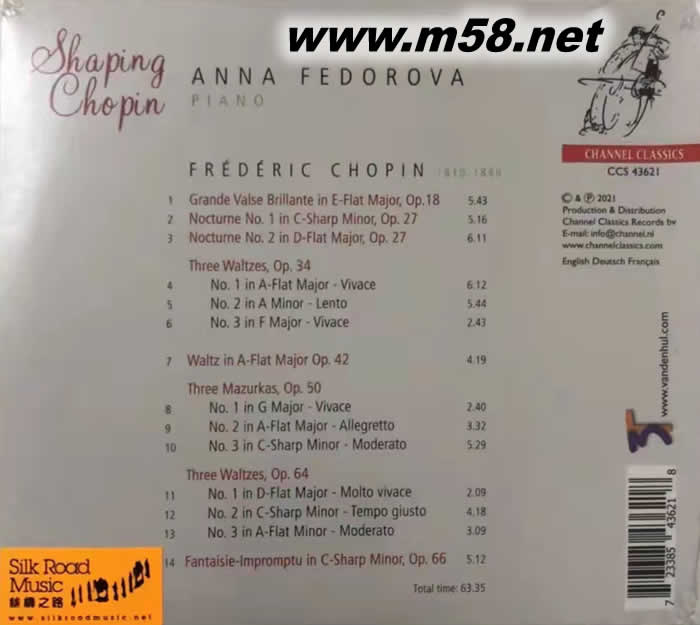 安娜‧費多羅娃「塑造肖邦」 Shaping Chopin - Waltzes, Mazurkas, Nocturnes專輯背面圖片