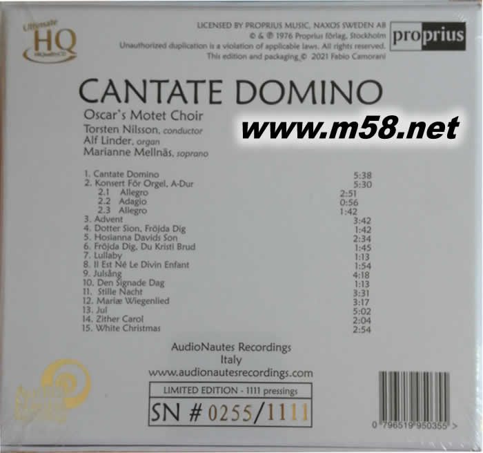 白教堂 CANTATE DOMINO UHQCD 限量版專輯背面圖片