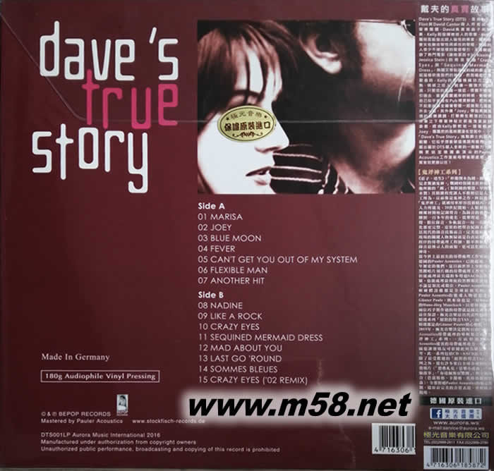 Dave’s True Story 戴夫的真實故事 黑膠專輯背面圖片