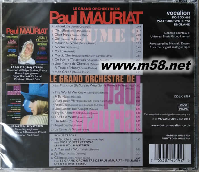 Le Grand Orchestra De Paul Mauriat VOL. 3 & 6 華麗樂章 (二)專輯背面圖片