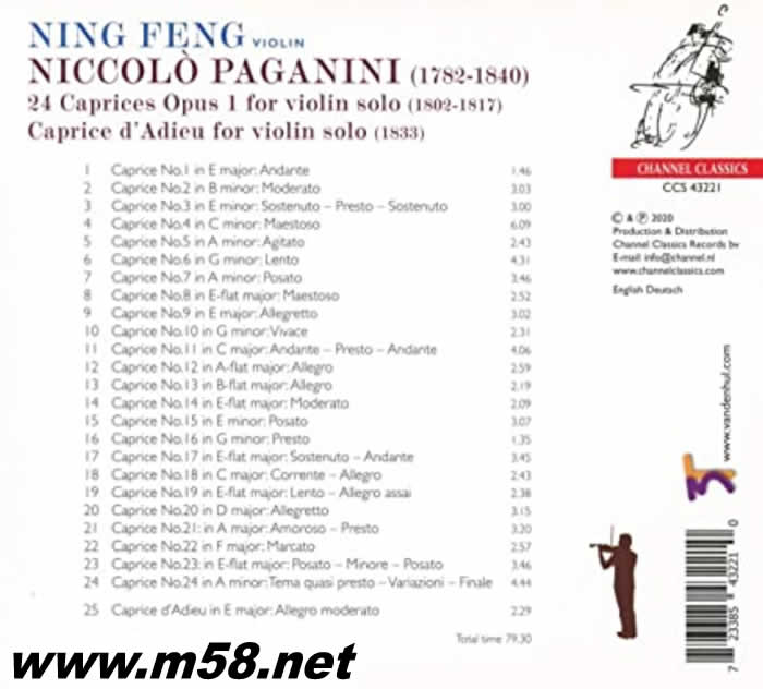 帕格尼尼 二十四首隨想曲全套 Paganini: 24 Caprices + 1專輯背面圖片