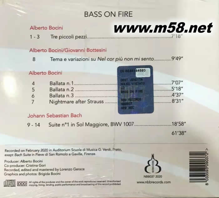 Bass on Fire 火舞牛筋專輯背面圖片