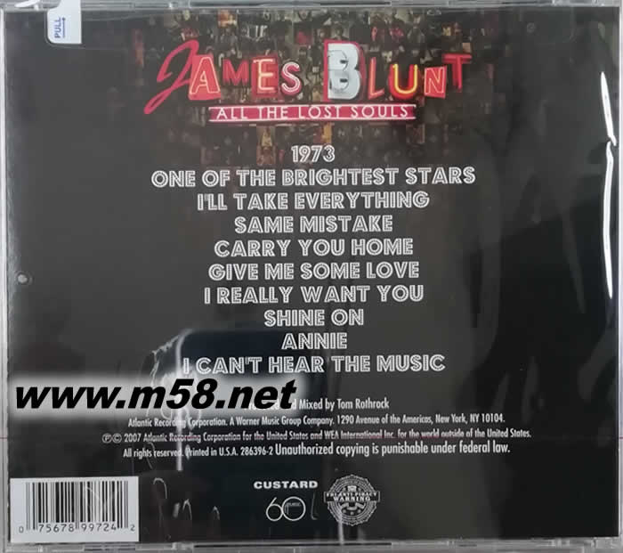 ALL THE LOST SOULS 美版專輯背面圖片