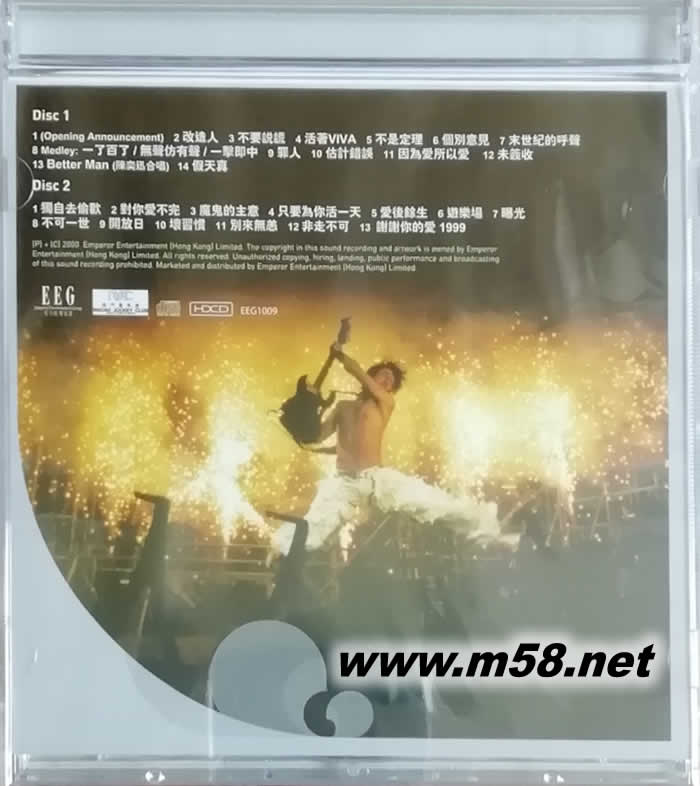 VIVA LIVE 謝霆鋒演唱會(huì)CD(2007年簡版)專輯背面圖片