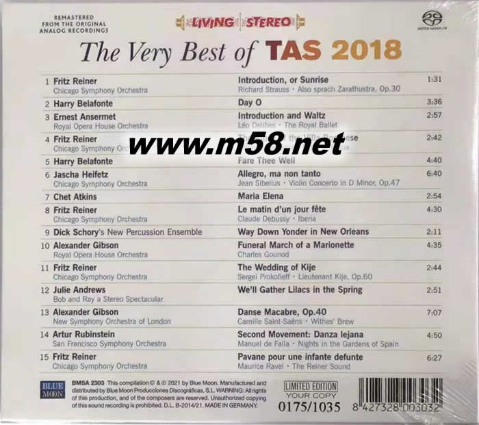 絕對之聲 The Very Best of TAS 2018 SACD 限量版專輯背面圖片