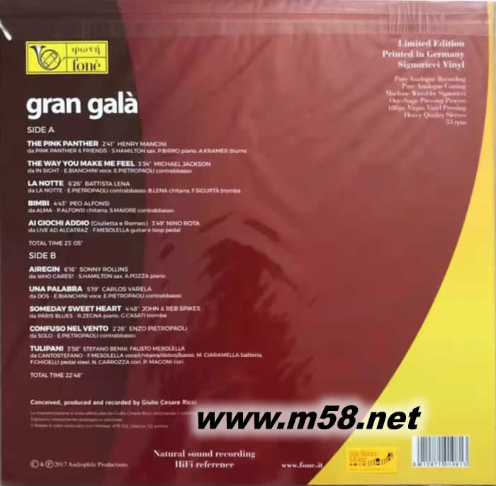響宴(Gran Gala)高保真音響展盛大聯歡晚會 黑膠專輯背面圖片