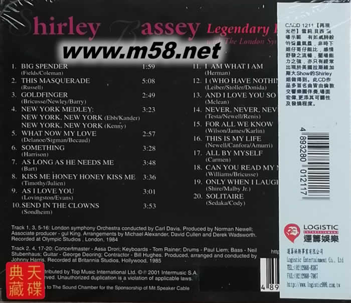 再現(xiàn)光芒SHIRLEY BASSEY(運籌版)專輯背面圖片