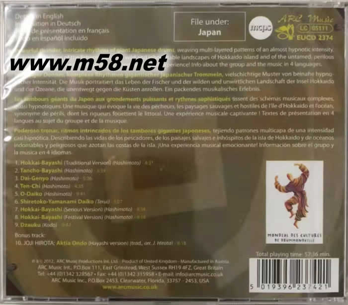 NIHON DAIKO JAPANESE DRUMS專輯背面圖片