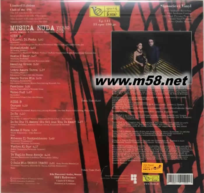 純粹音樂「朝向南方」Musica Nuda 黑膠 限量版專輯背面圖片