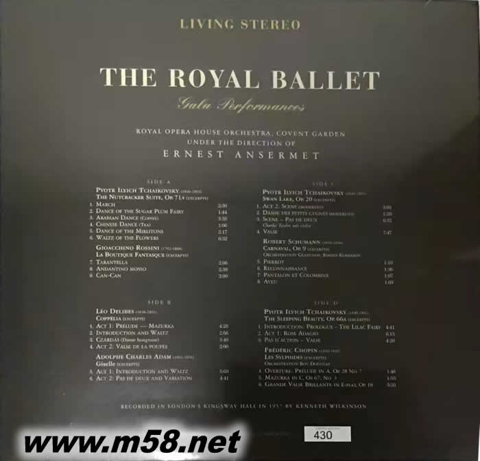 皇家芭蕾 The Royal Ballet: Gala Performances 180g 33RPM LP 黑膠 黃色彩膠 限量500專輯背面圖片
