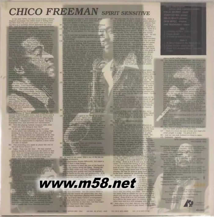 敏銳 SPIRIT SENSITIVE(薩克斯與低音大提琴) 黑膠專輯背面圖片