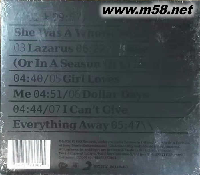 Blackstar 黯黑秘星專輯背面圖片