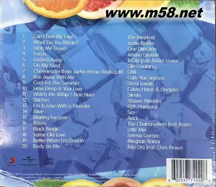 超即時 冠軍排行 SO FRESH 2016 群星合輯專輯背面圖片