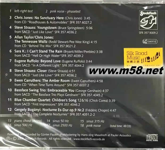 Easca 歐洲汽車音響系統協會音效比試2009鑒聽盤 SQLCD專輯背面圖片