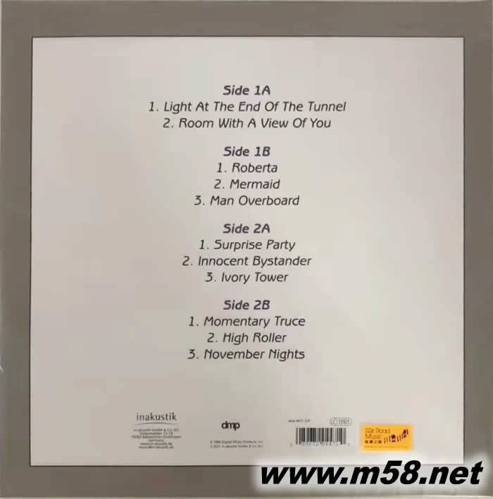 隧道Tunnel 爵士四重奏(貝斯、鼓、鋼琴、木管)黑膠專輯背面圖片