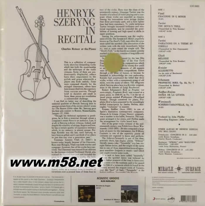 IN RECITAL 200g 33RPM LP黑膠專輯背面圖片