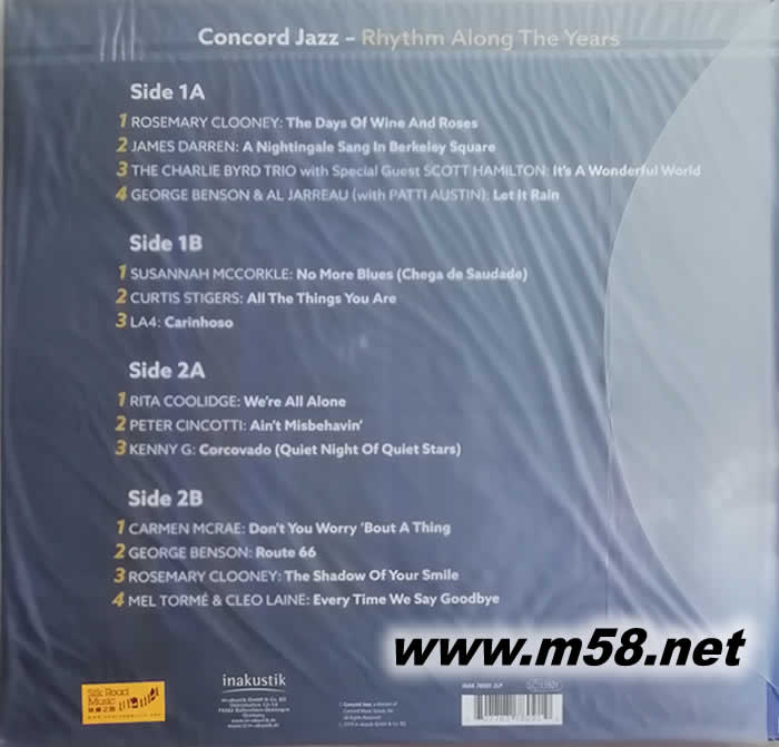 協和 發燒絕世寶典 CONCORD JAZZ Rhythm Along The Years 180g 45RPM LP 雙黑膠專輯背面圖片