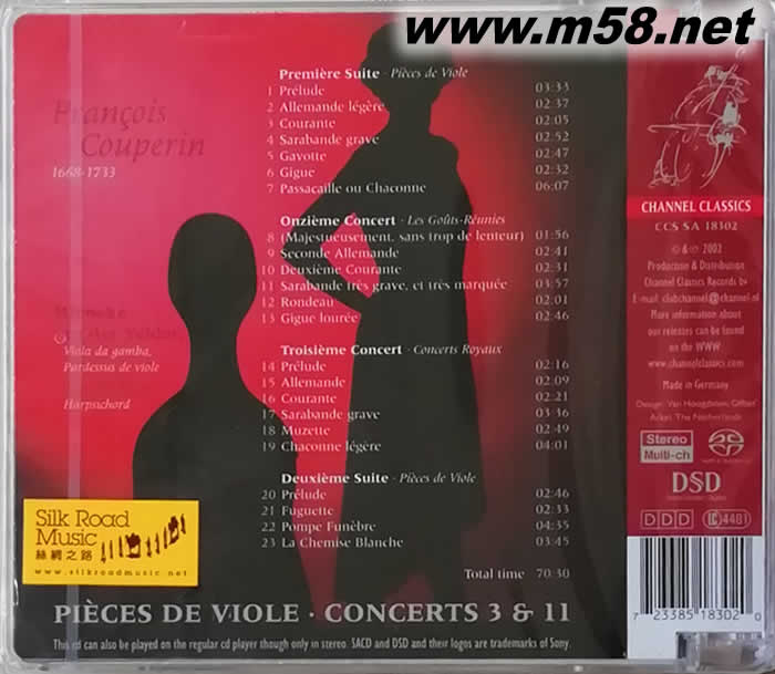 法國古大提琴 PIECES DE VIOLE GLEN WILSON SACD專輯背面圖片