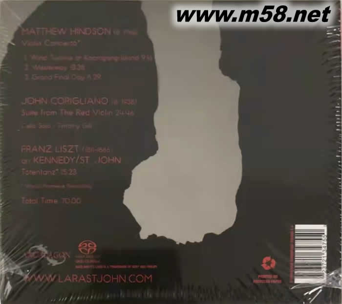 小提琴協奏曲、紅色小提琴組曲、死之舞 VIOLIN CONCERTO, SUITE FROM THE RED VIOLIN, TOTENTANZ ( SACD )專輯背面圖片