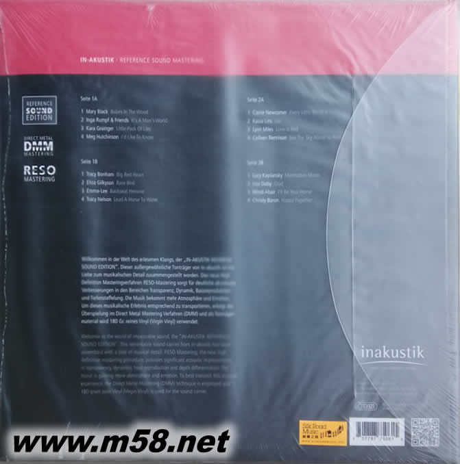 宏亮的女聲 GREAT WOMEN OF SONG 180g 33RPM LP 雙黑膠 (INAKUSTIK宏亮系列)專輯背面圖片