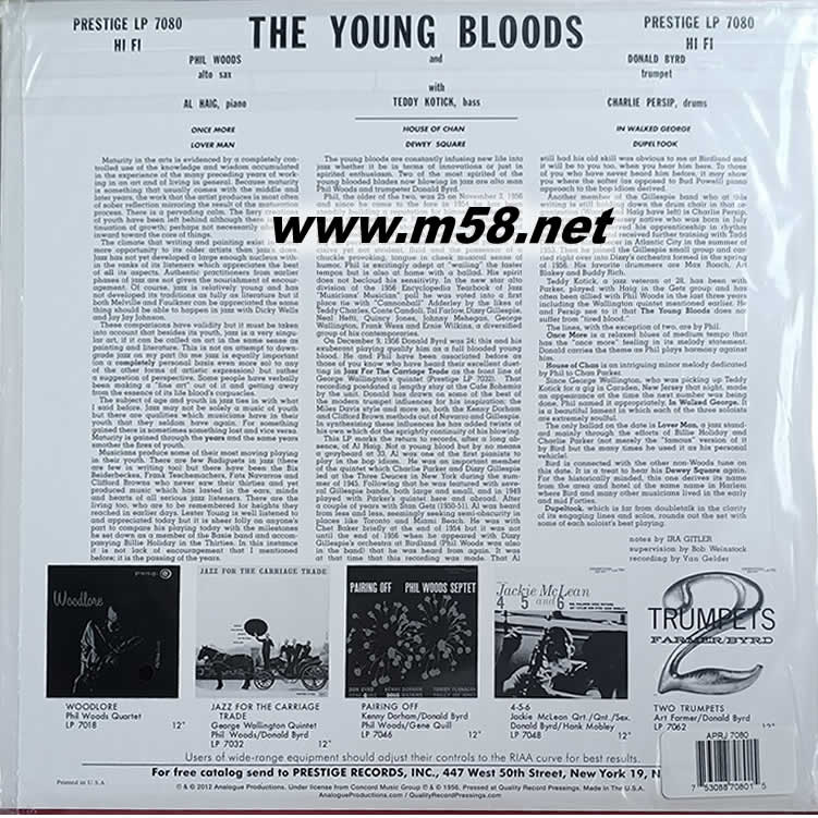 Phil Woods and Donald Byrd The Young Bloods 黑膠專輯背面圖片