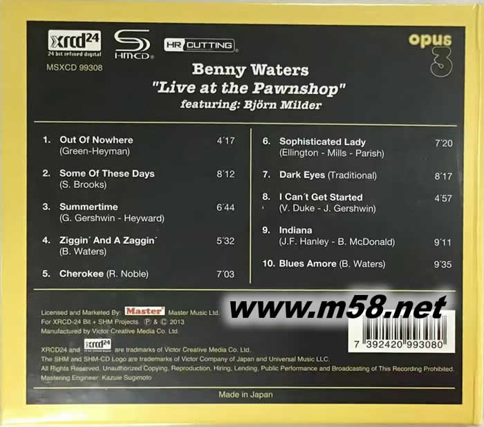 LIVE AT THE PAWNSHOP當鋪演唱會 (OPUS 3 發(fā)燒工作室) XRCD+SHMCD專輯背面圖片