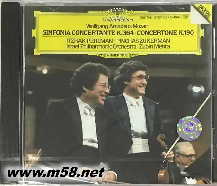 小提琴協(xié)奏曲 Mozart: Sinfonia Concertante, Concertone Perlman, Zukerman莫扎特雙小提琴協(xié)奏曲專輯正面圖片